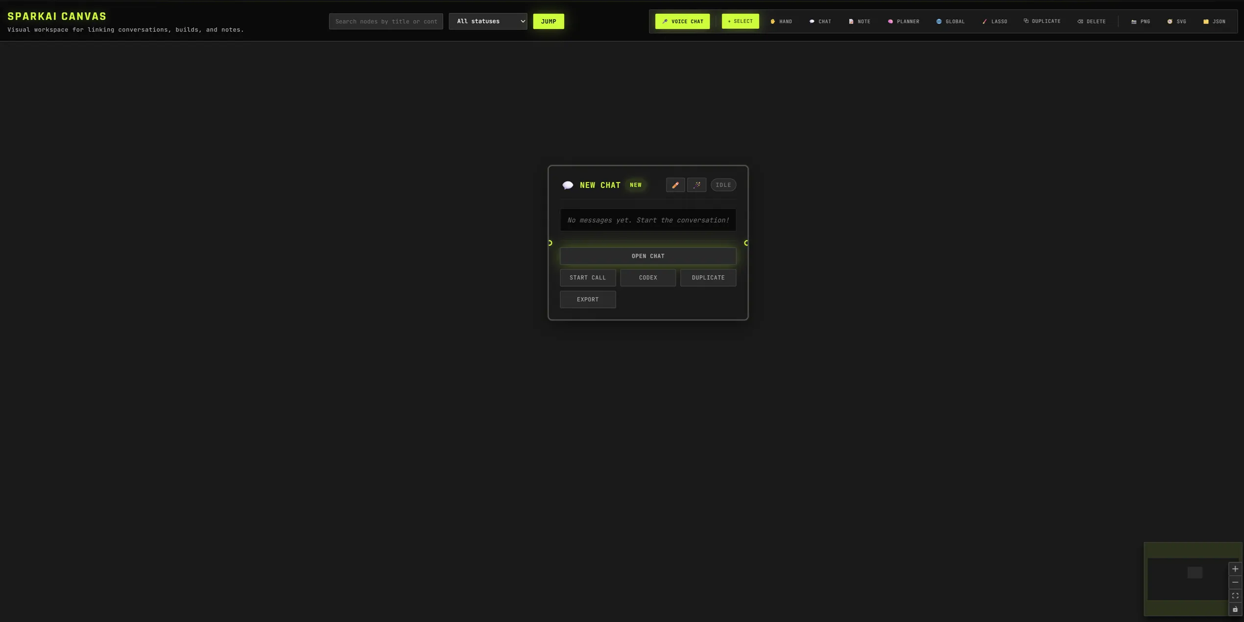 SparkAI Canvas main page